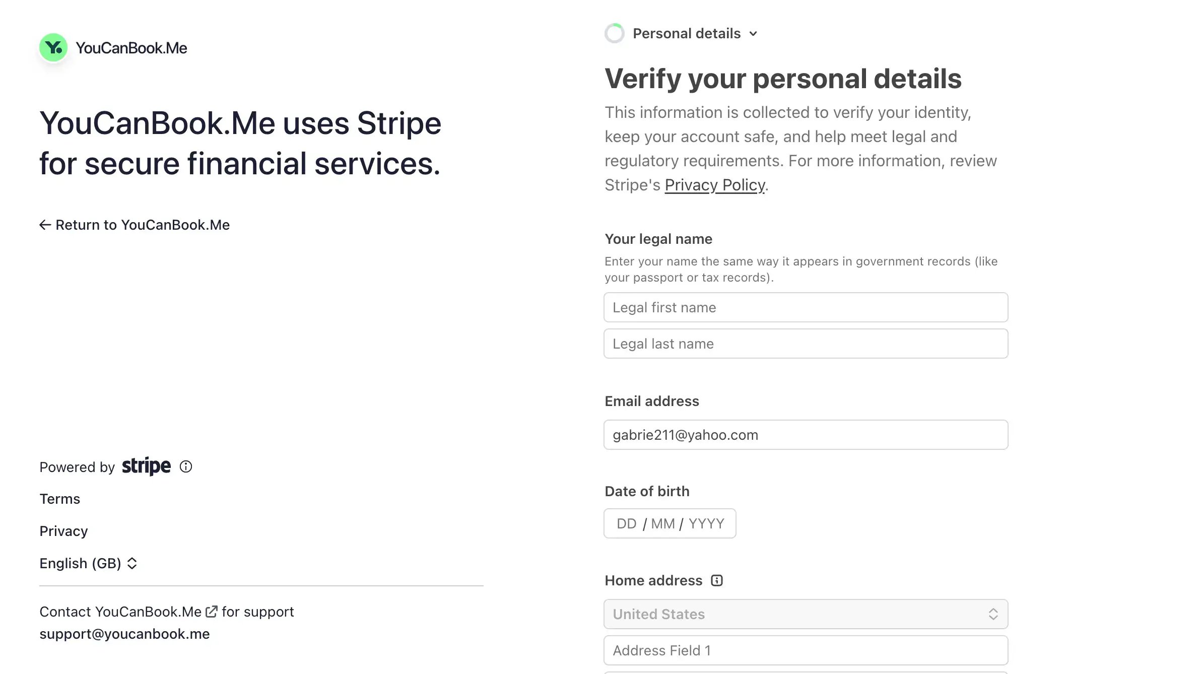 Stripe account set up process