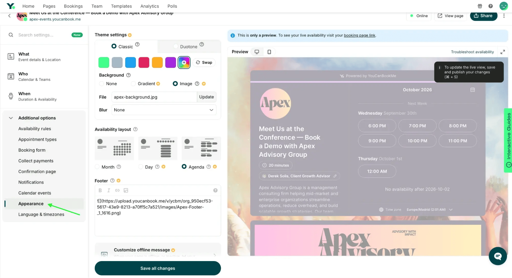 How to set up a branded conference booking page in YouCanBookMe