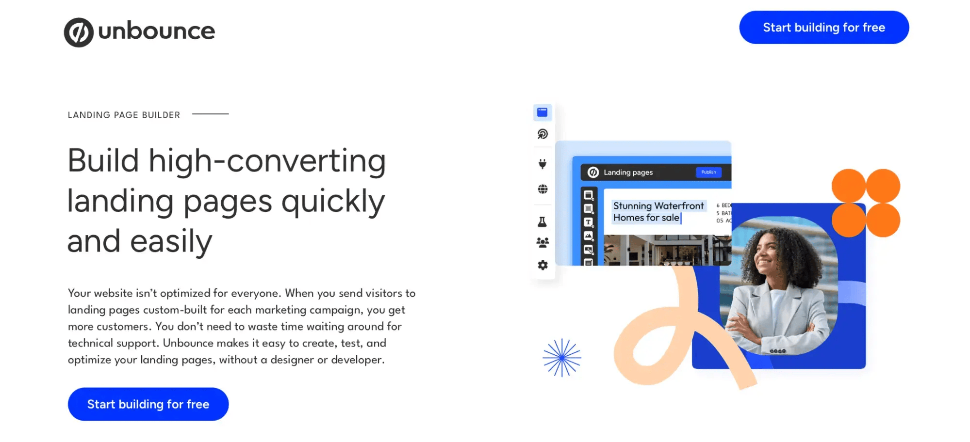 unbounce lead software for building landing pages