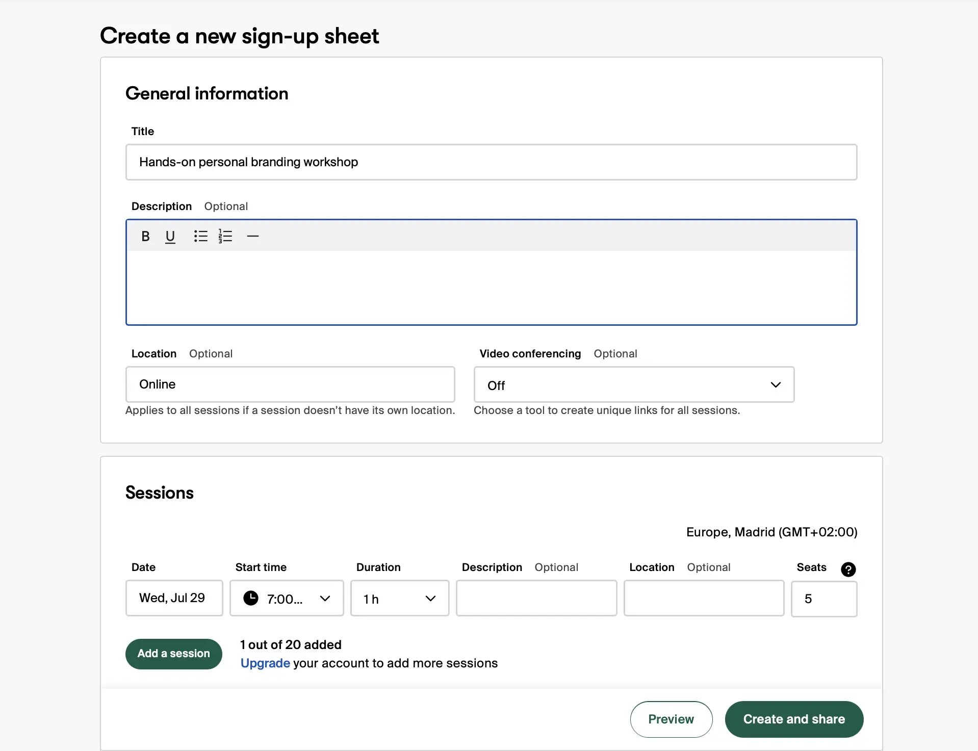 doodle sign up form