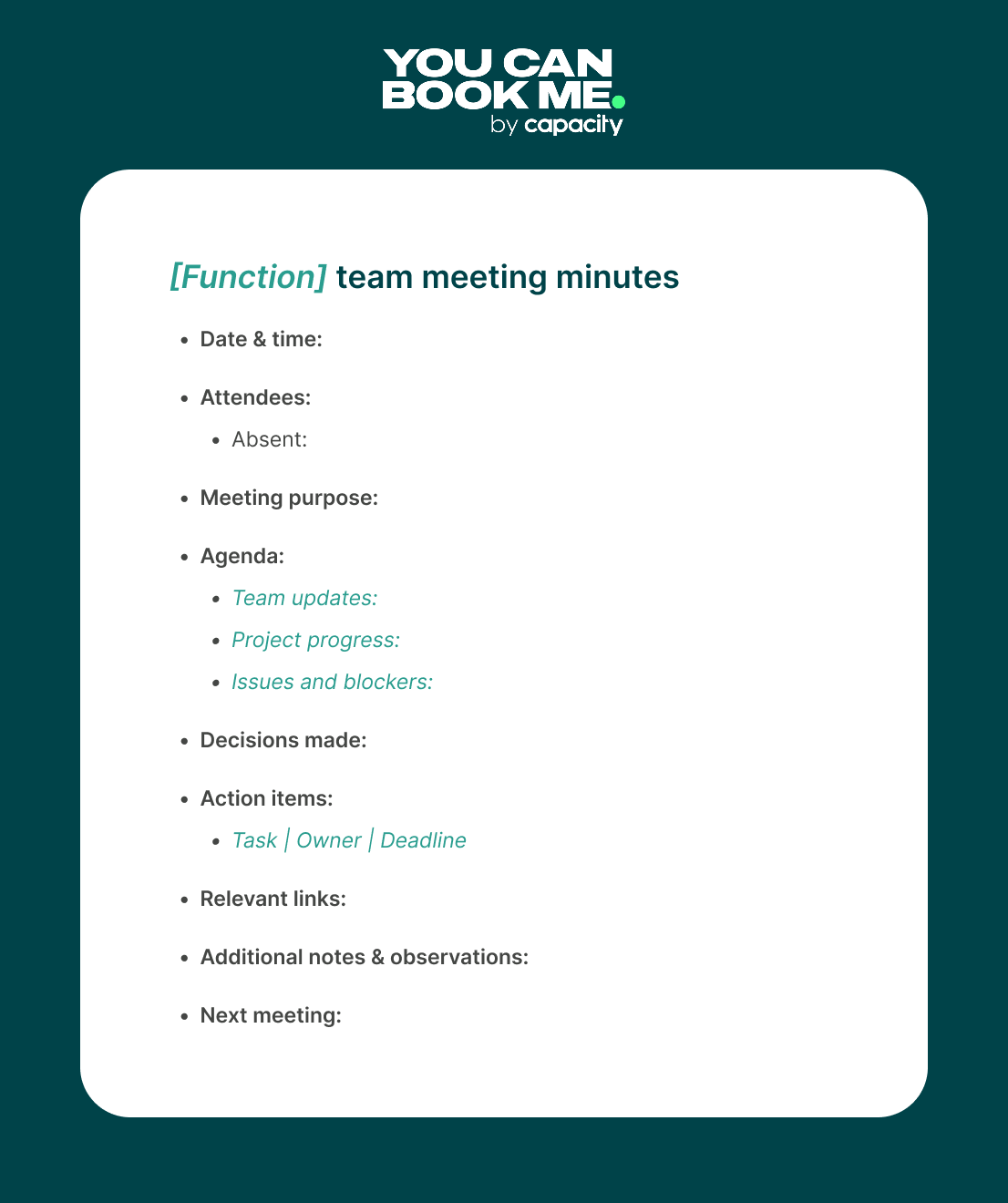 easy team meeting minutes template