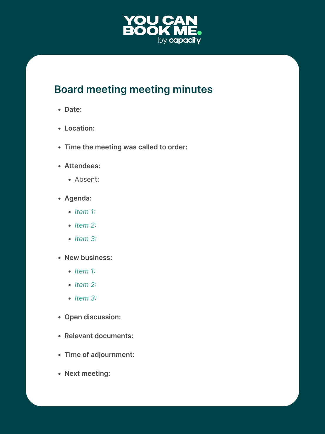Board meeting minutes template