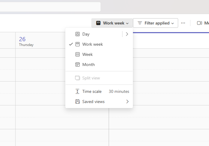 MS teams calendar views