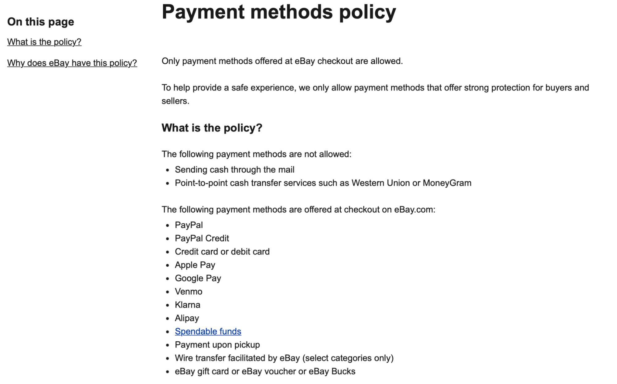 ecommerce payment policy