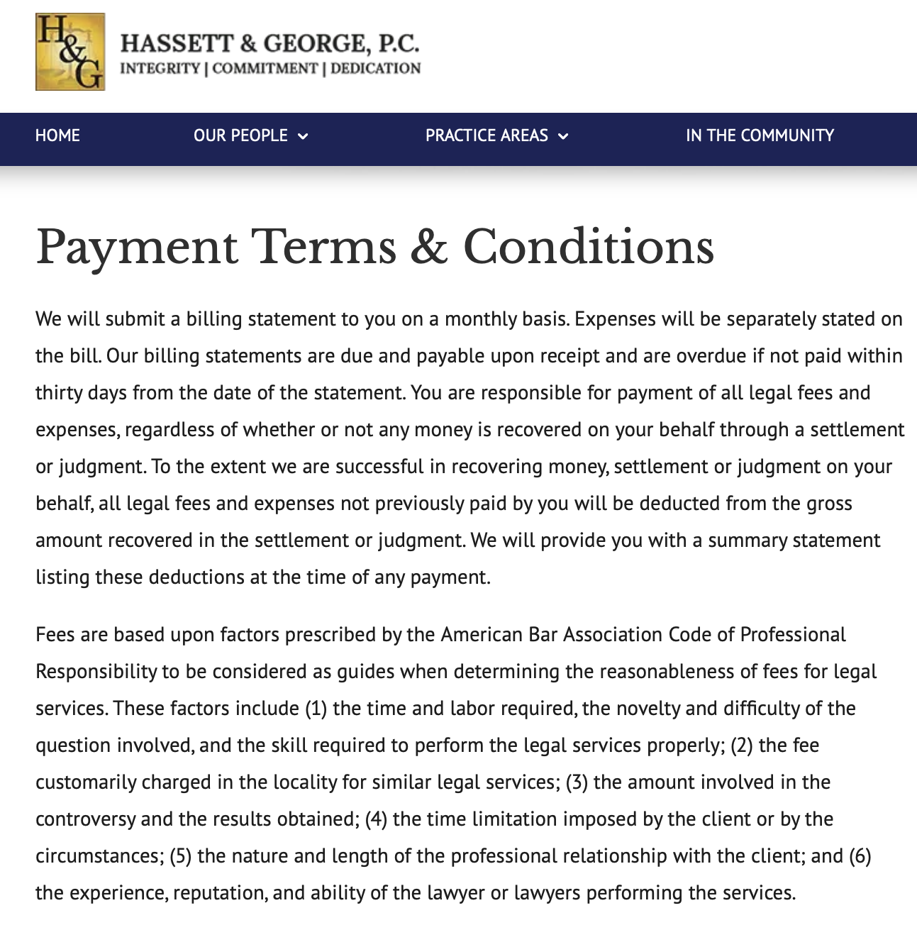law firm payment policy example