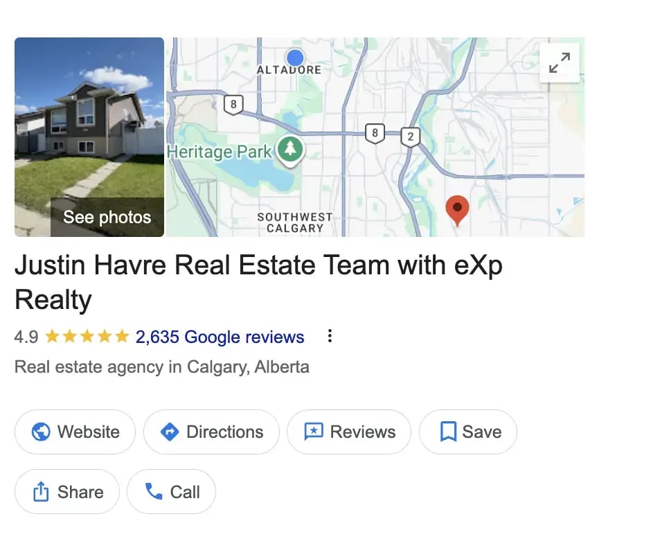 real estate google business profile with reviews used to generate leads