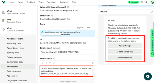 Adding calendar invite buttons to notifications in YouCanBookMe
