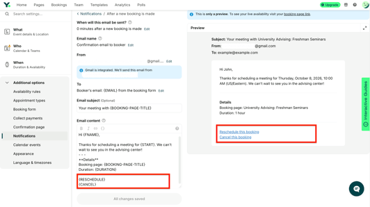 Include links to cancel and reschedule in confirmation emails in YouCanBookMe