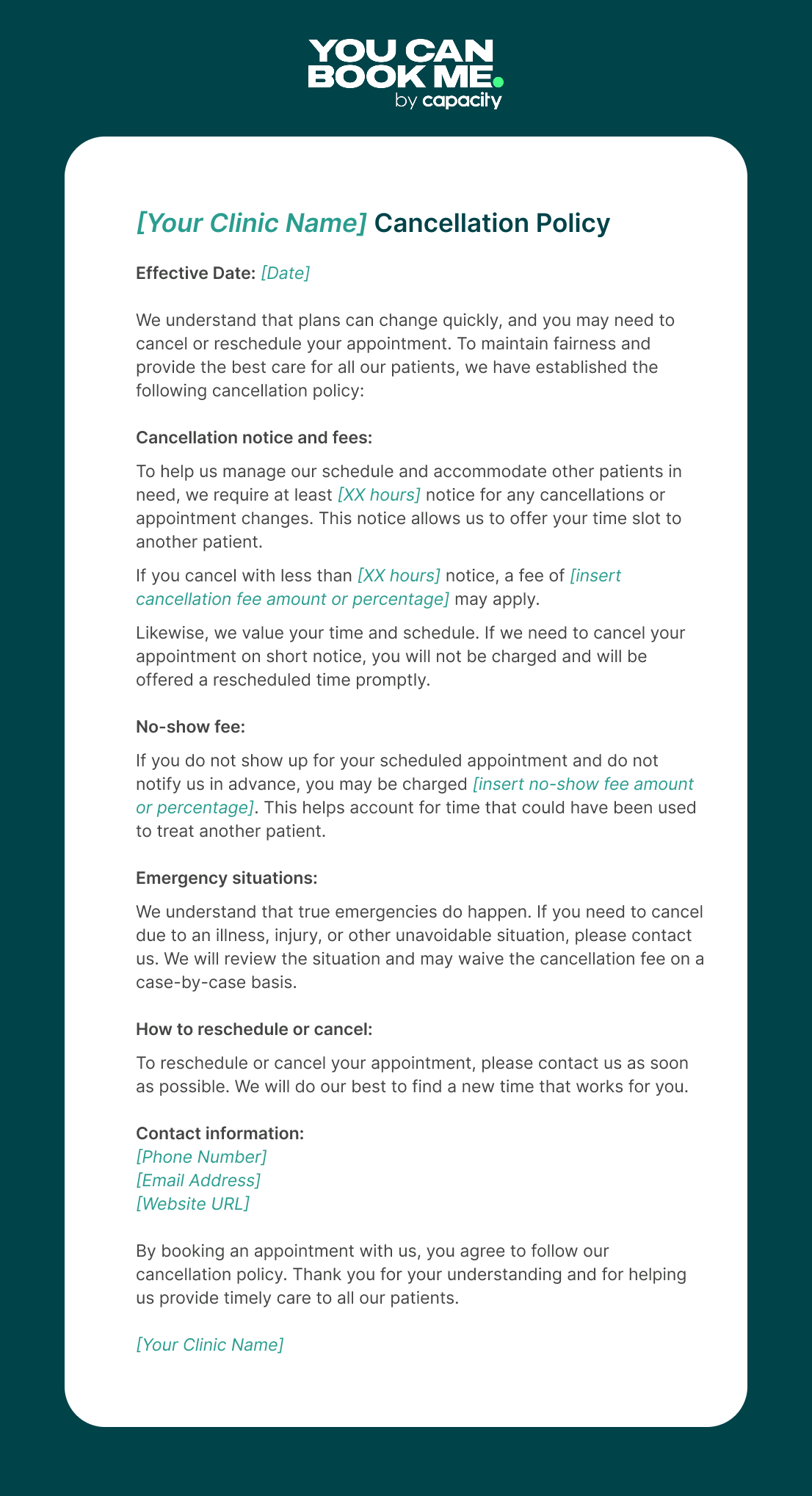 Healthcare Cancellation Policy Template