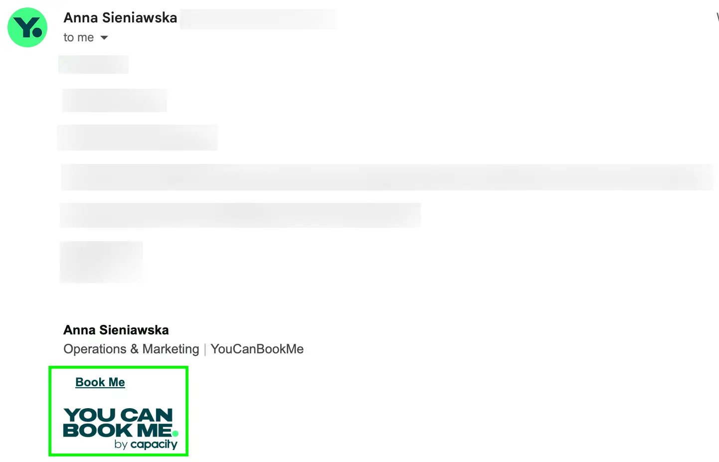 Booking link in an email signature