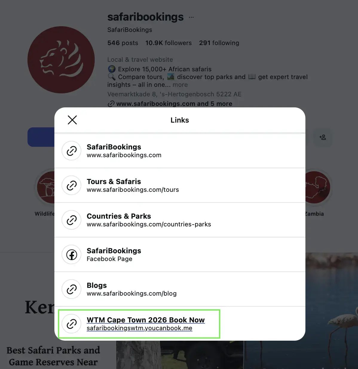 Share your booking link in your Instagram bio