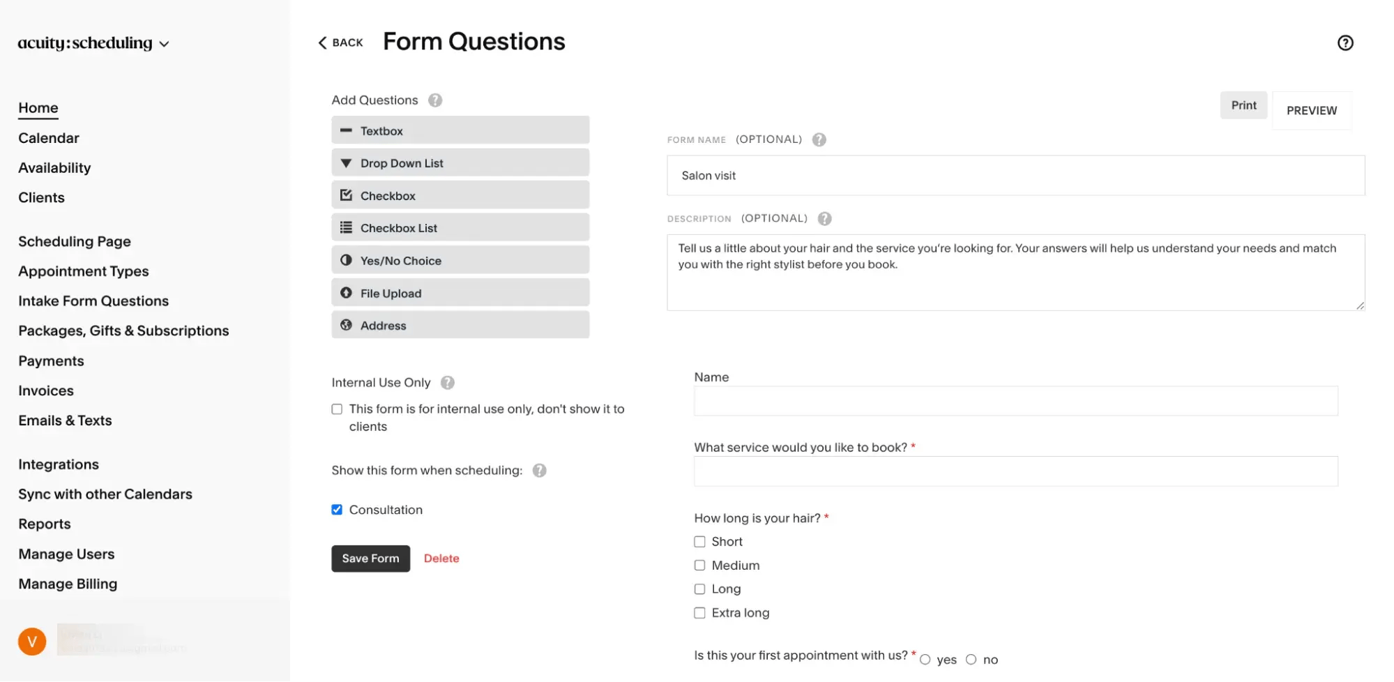 acuity intake forms