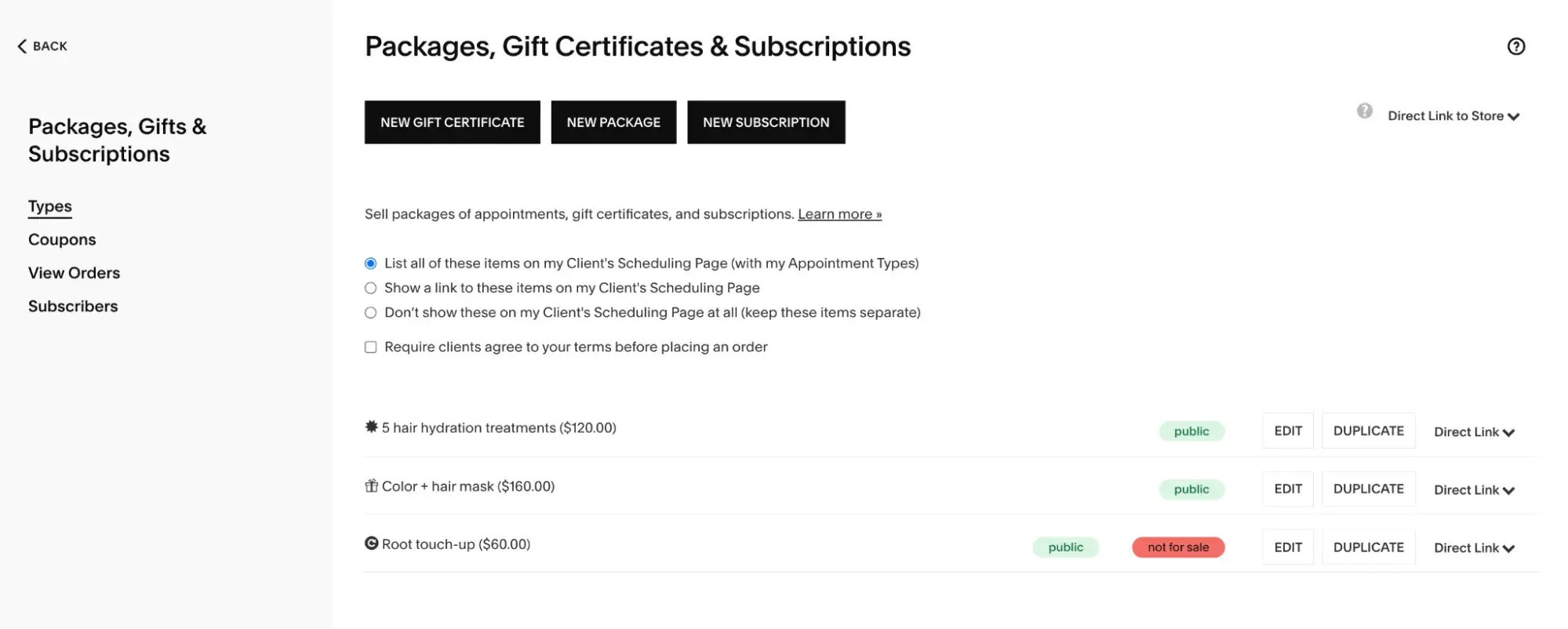 acuity scheduling payment options