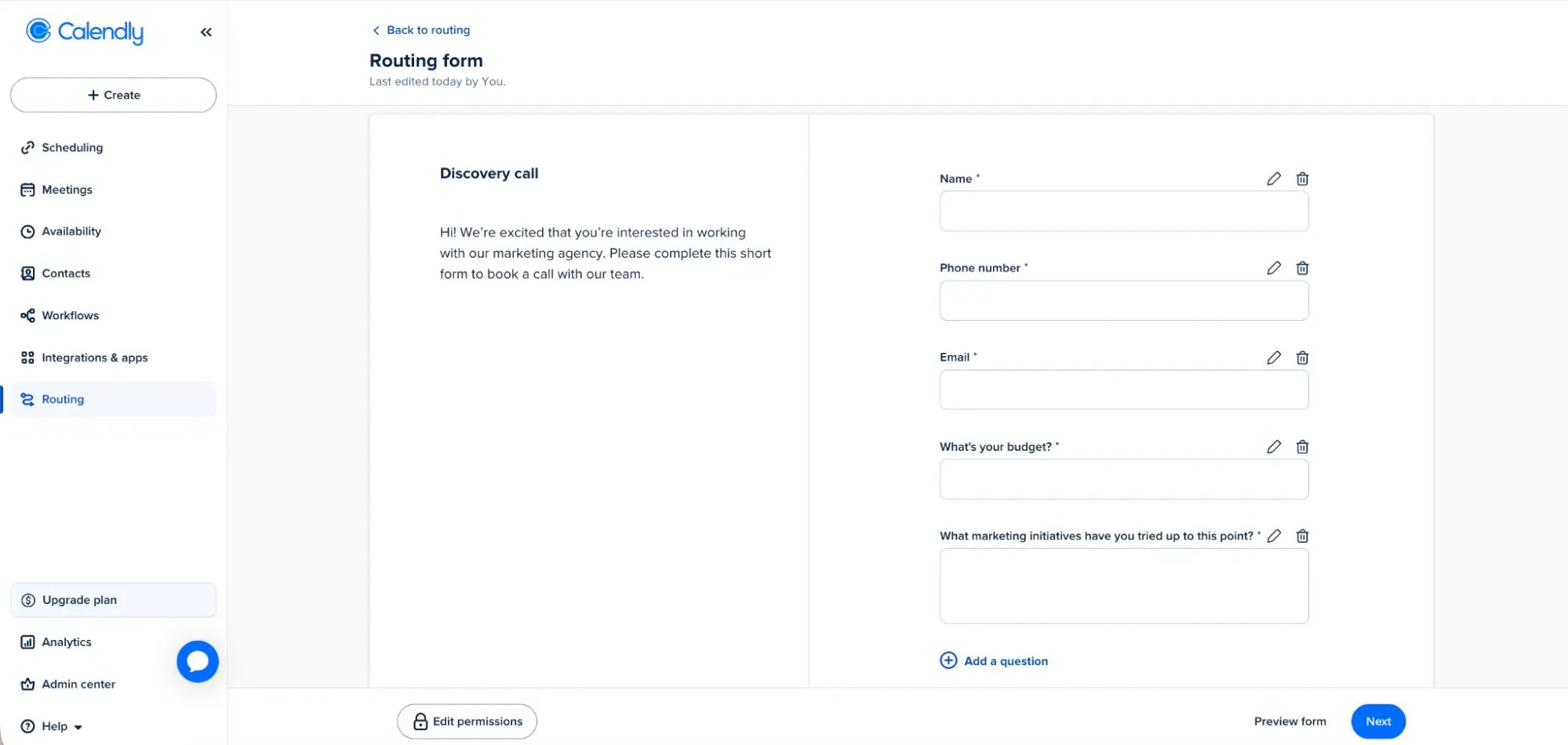 calendly routing forms