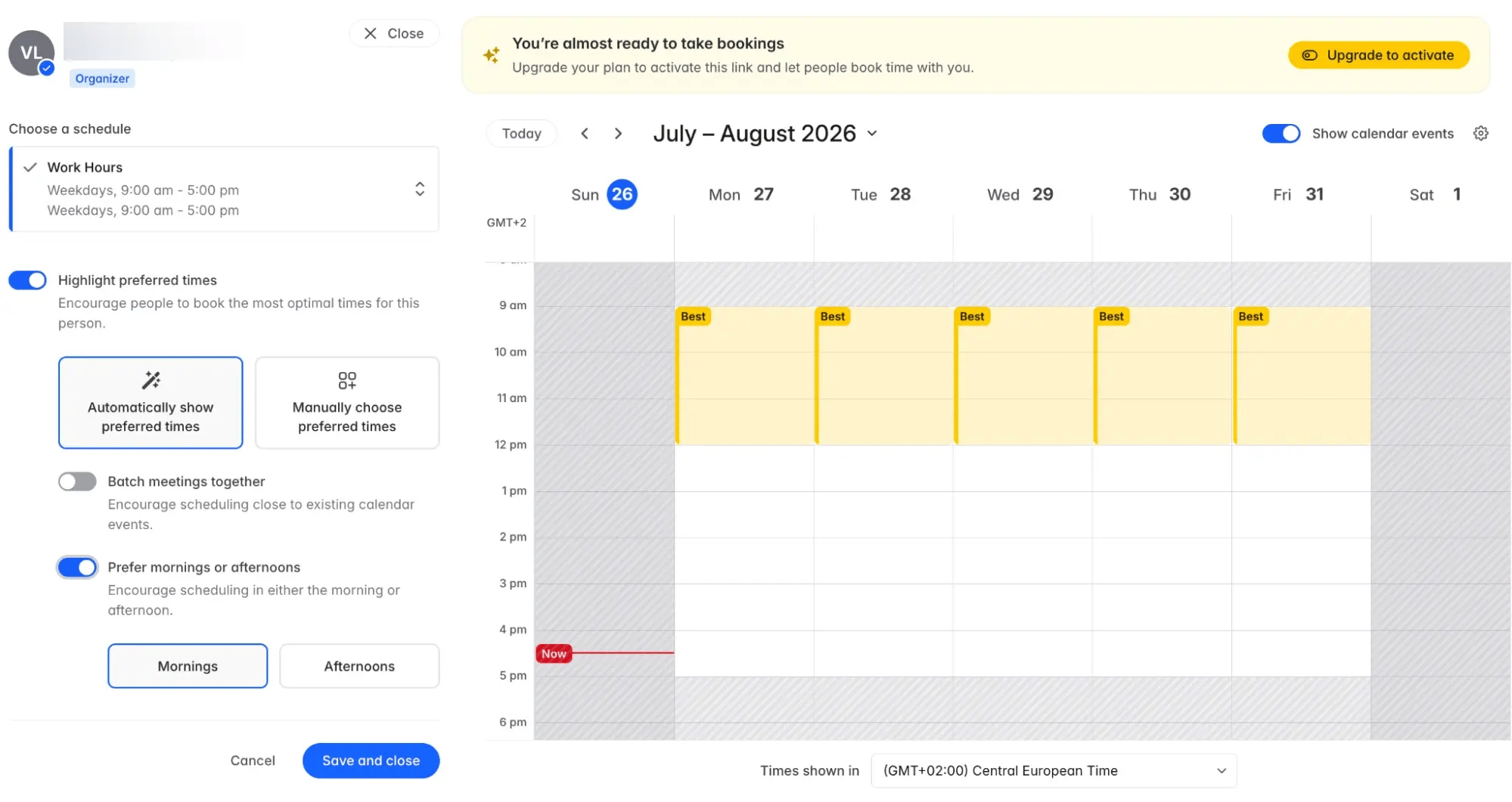 savvycal preferred meeting times