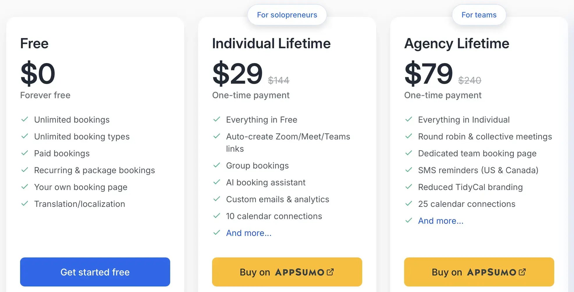 tidycal pricing