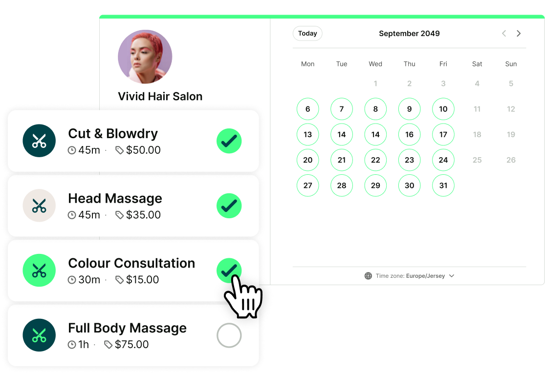Feature page_ Customizable booking pages - Create as many appointment types as you need with pricing