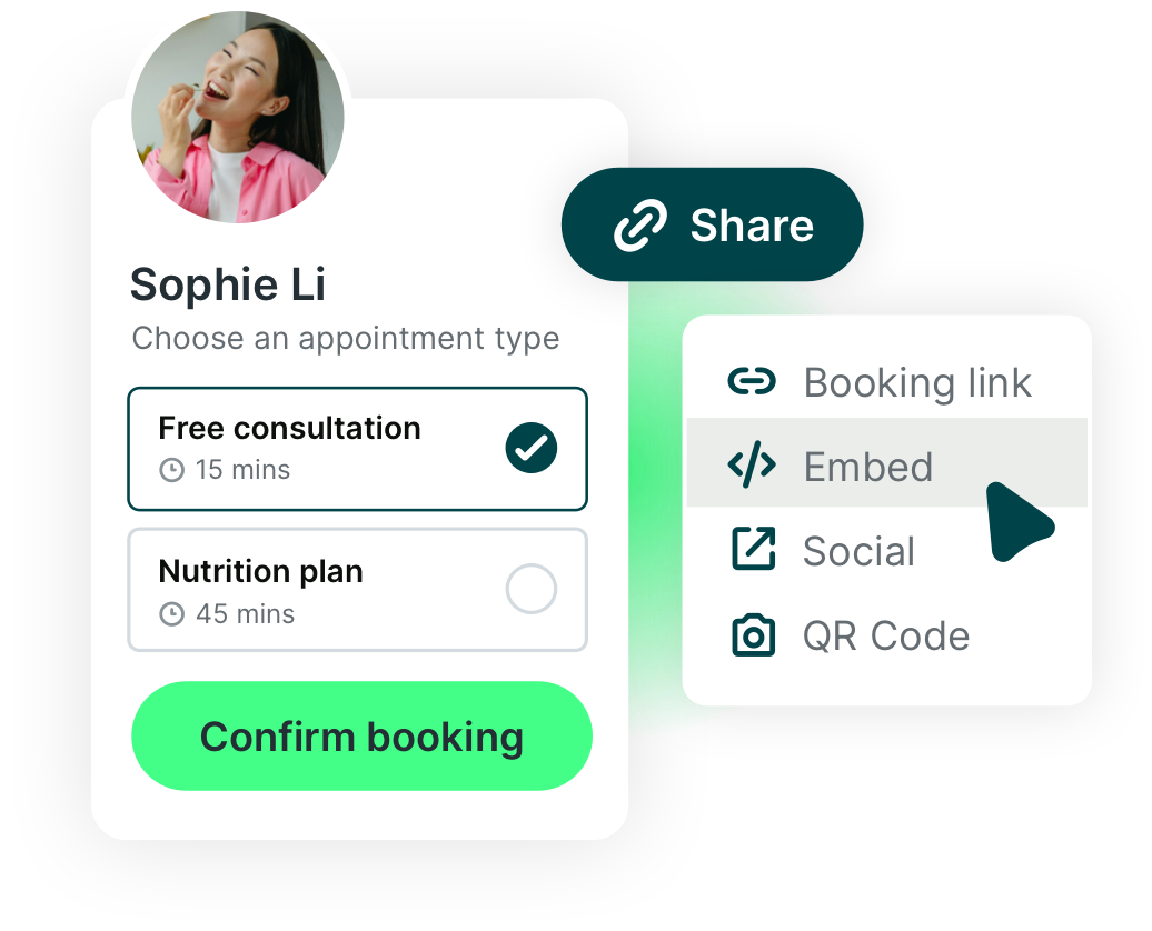 easily share your booking page
