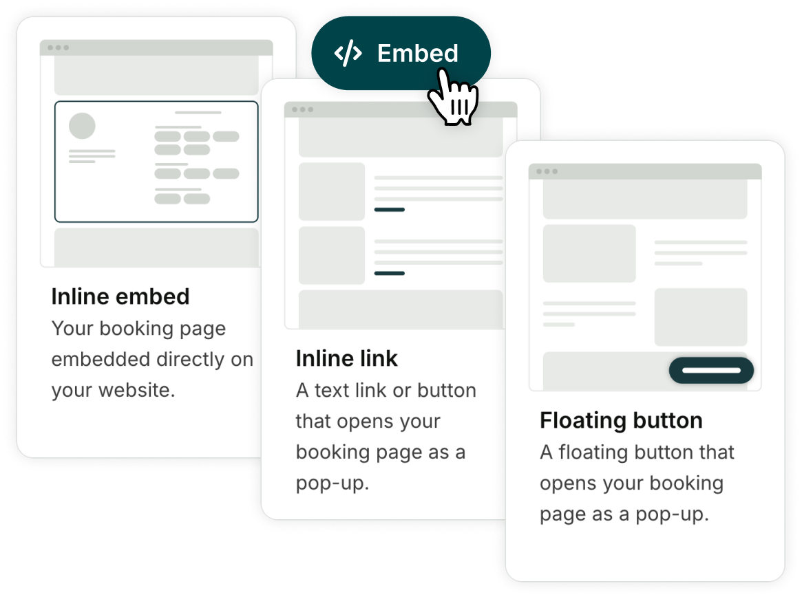 embed your booking page on your website