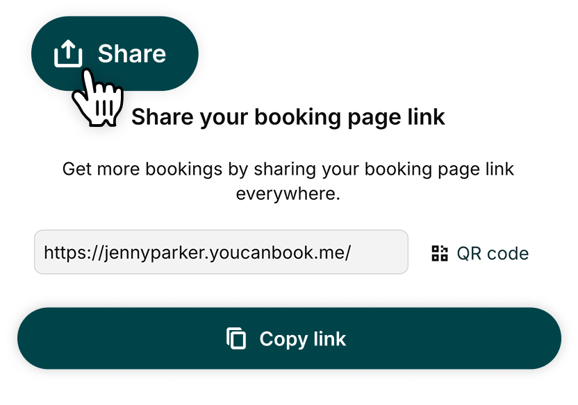 share your booking page via link