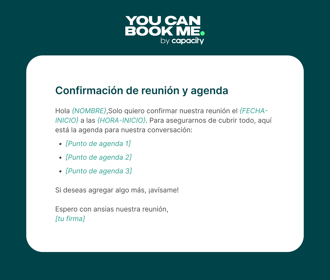 3. Confirmación de reunión con agenda