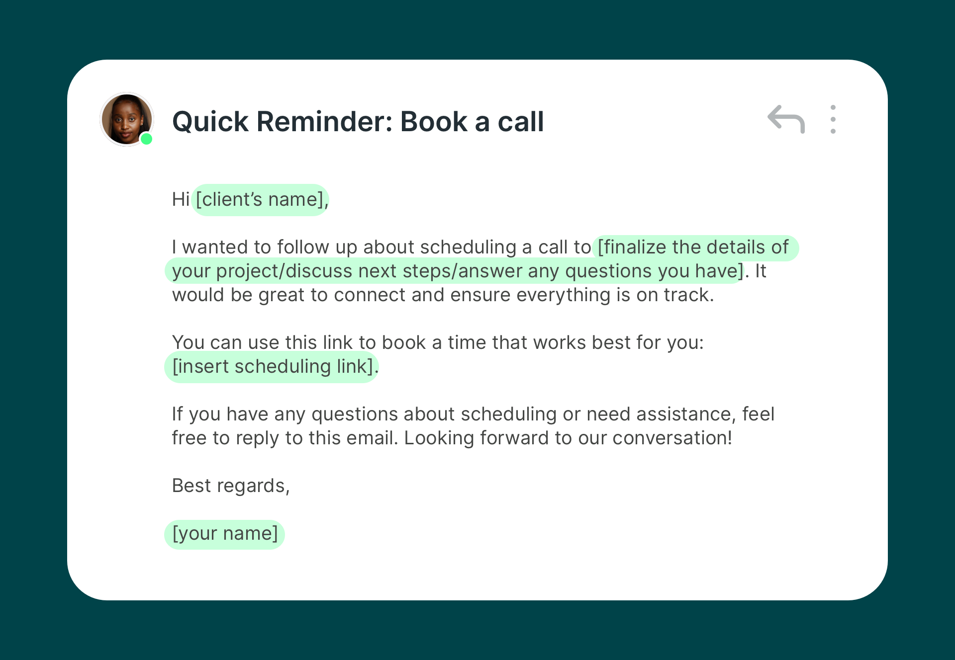 5 - Email Reminder - Quick Reminder - Book A Call