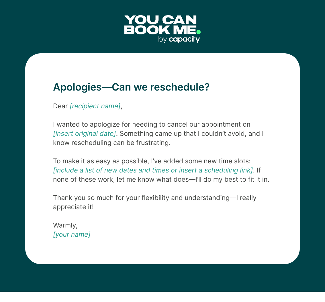 7 - Apology Email Template - Apologies - can we reschedule