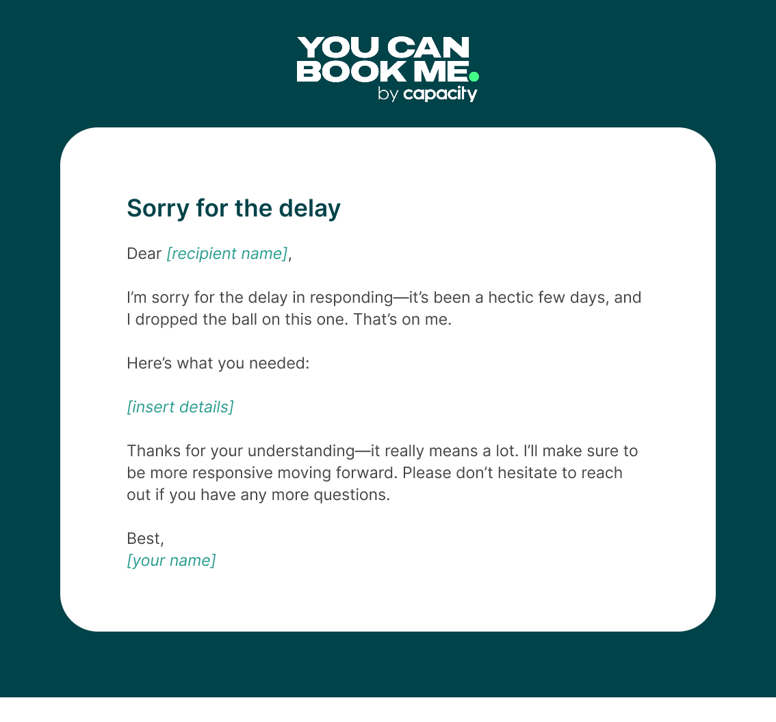 8 - Apology Email Template - Sorry for the delay