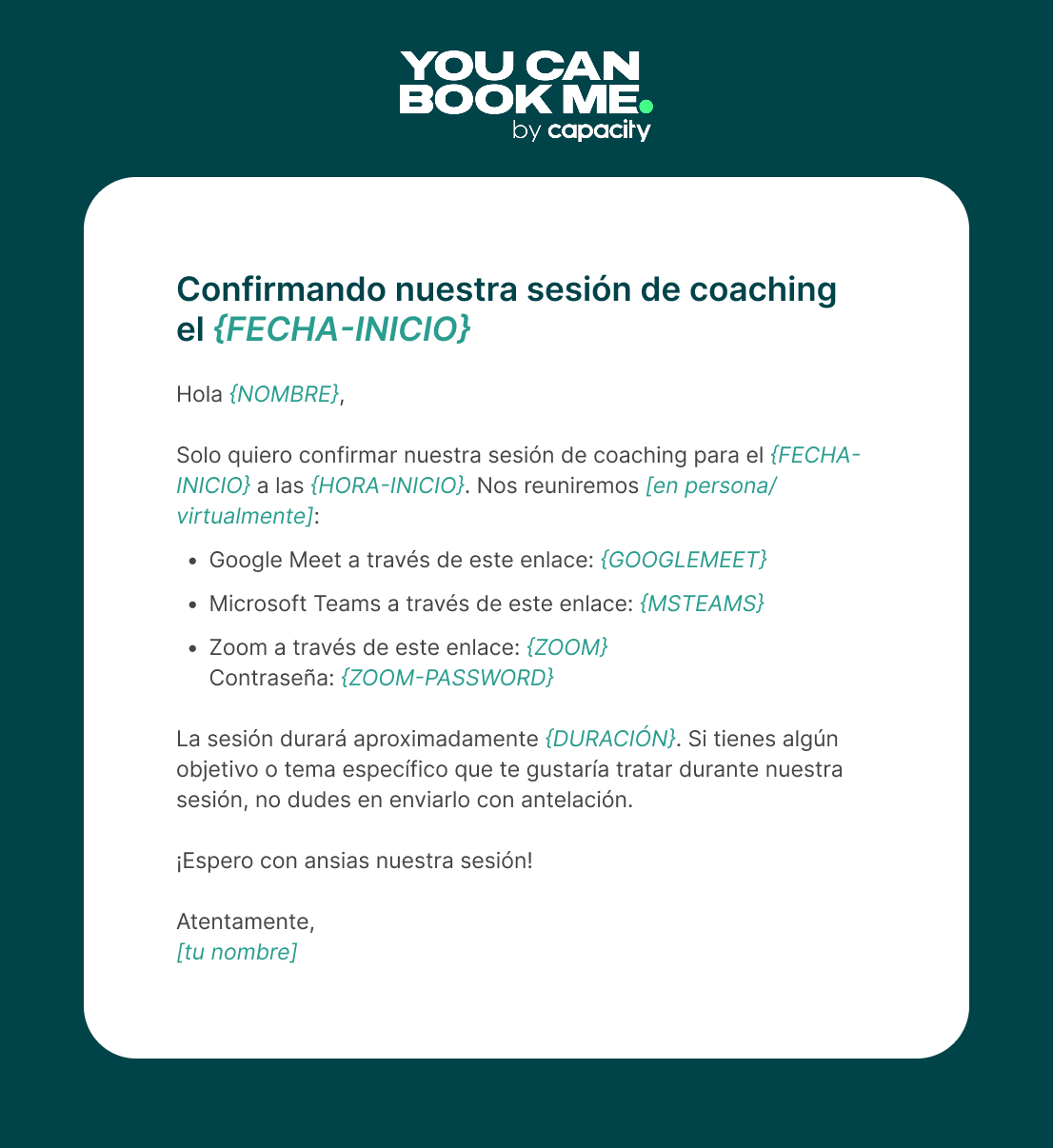 9. Confirmación de cita para coaches