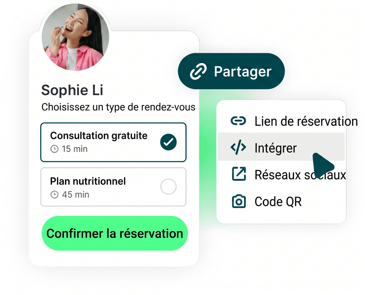 Partagez votre lien et votre page de planification