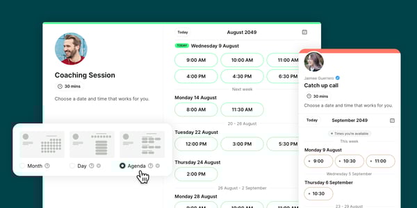 change booking page agenda views