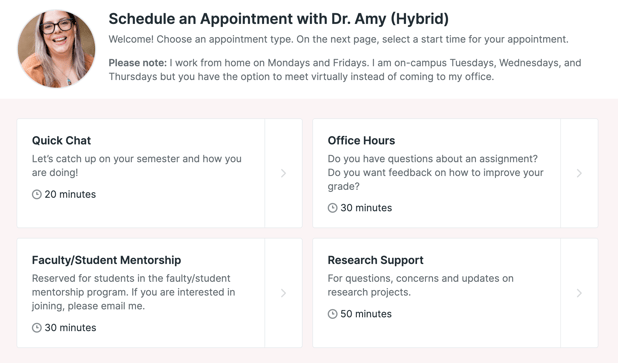 Appointment types with YouCanBook.me