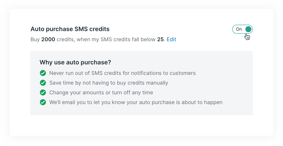 YouCanBookMe SMS credits