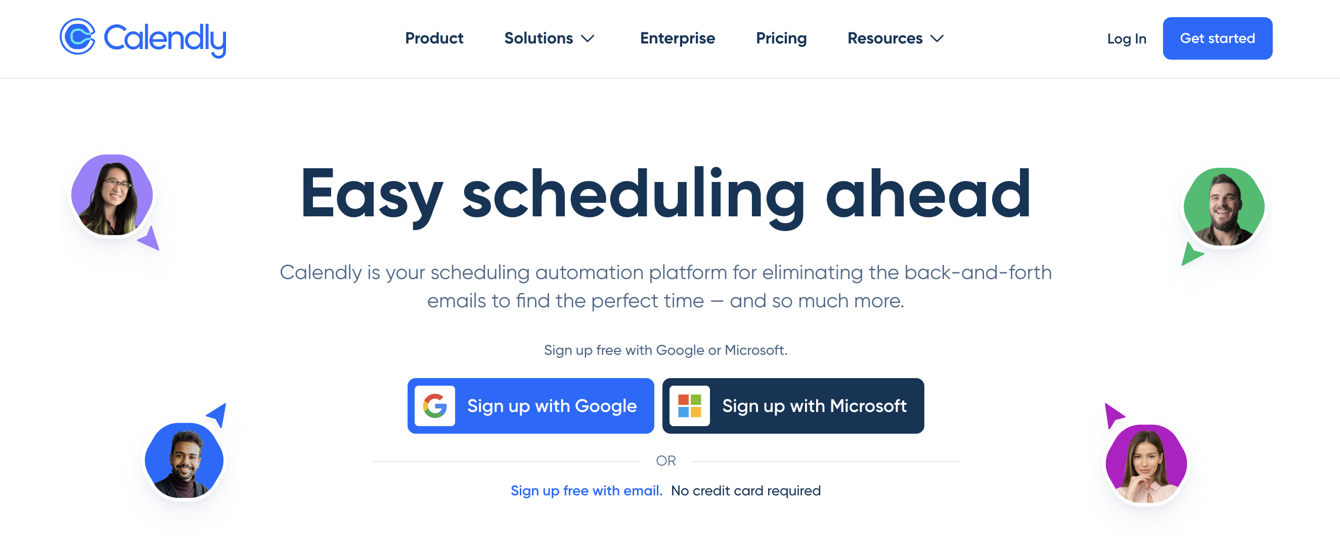 Calendly scheduling assistant homepage