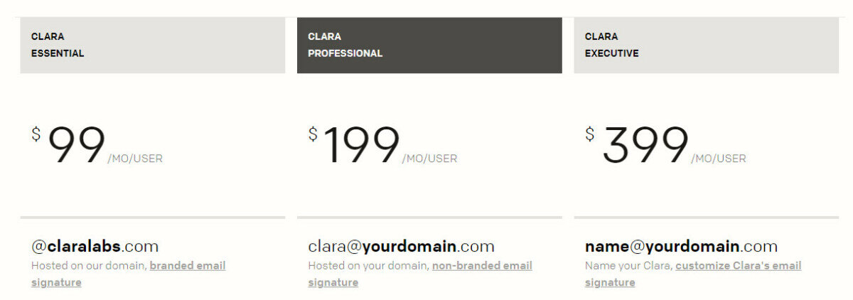 Clara AI scheduling assistant pricing and plans