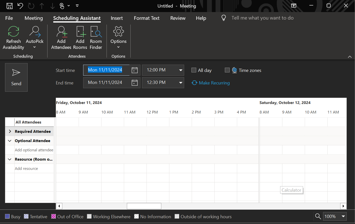 Outlook Scheduling Assistant example