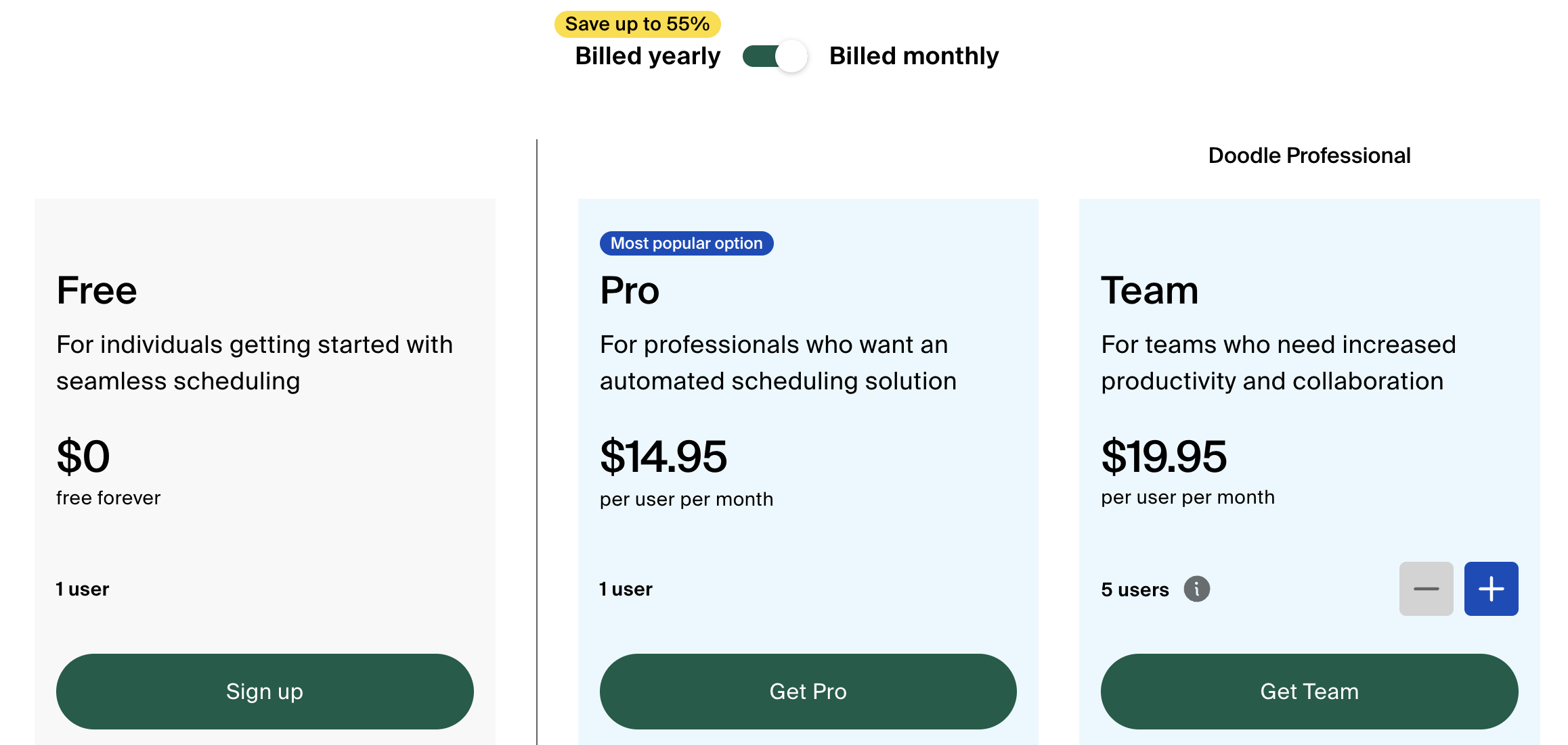 Doodle meeting scheduler pricing