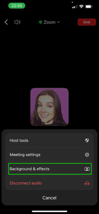 How to blur background on Zoom mobile step 2