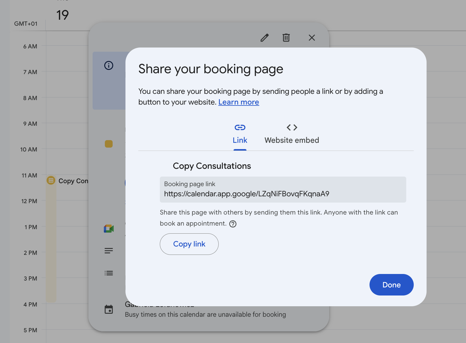 How to share your Google Appointment Booking Page