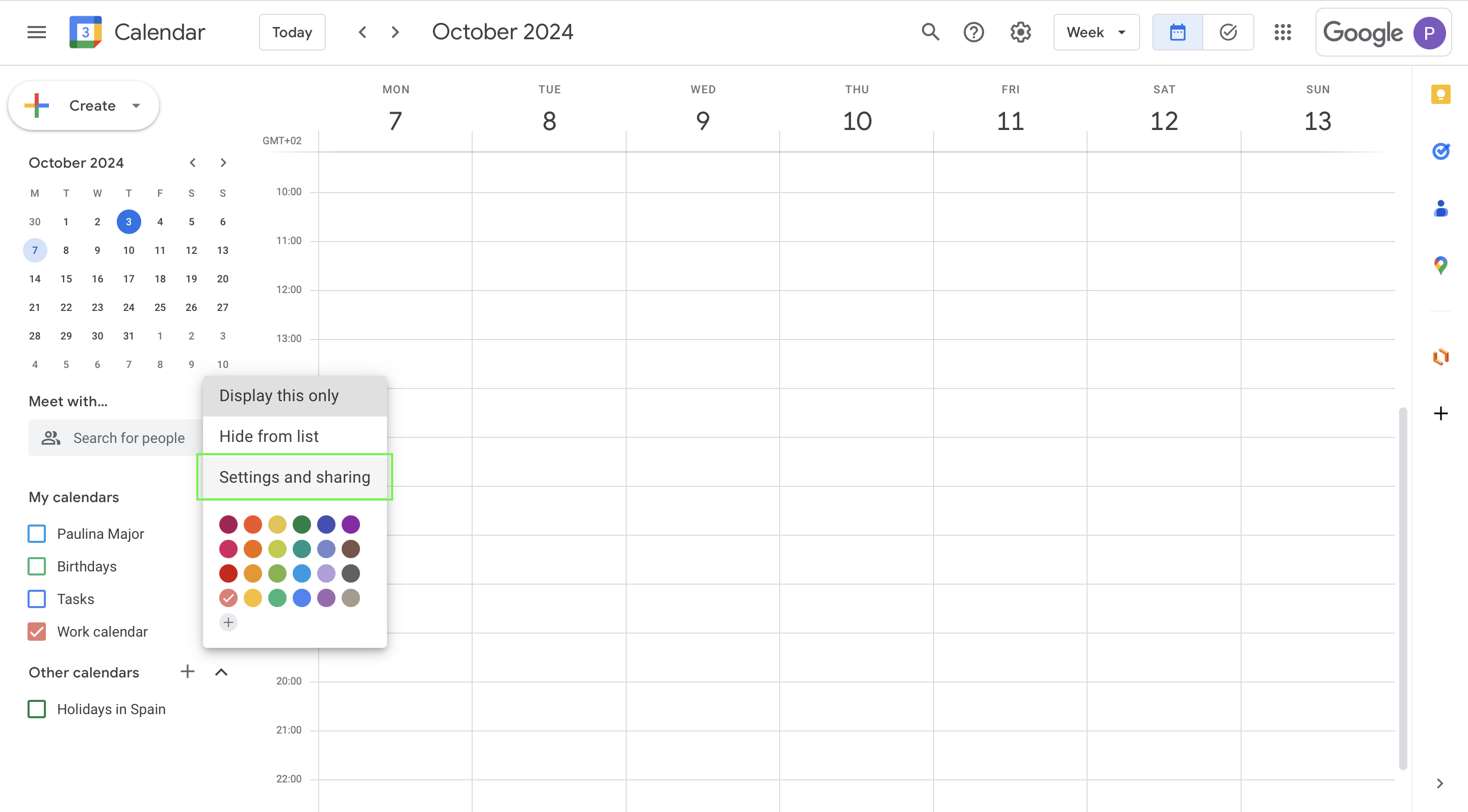 sharing your entire google calendar