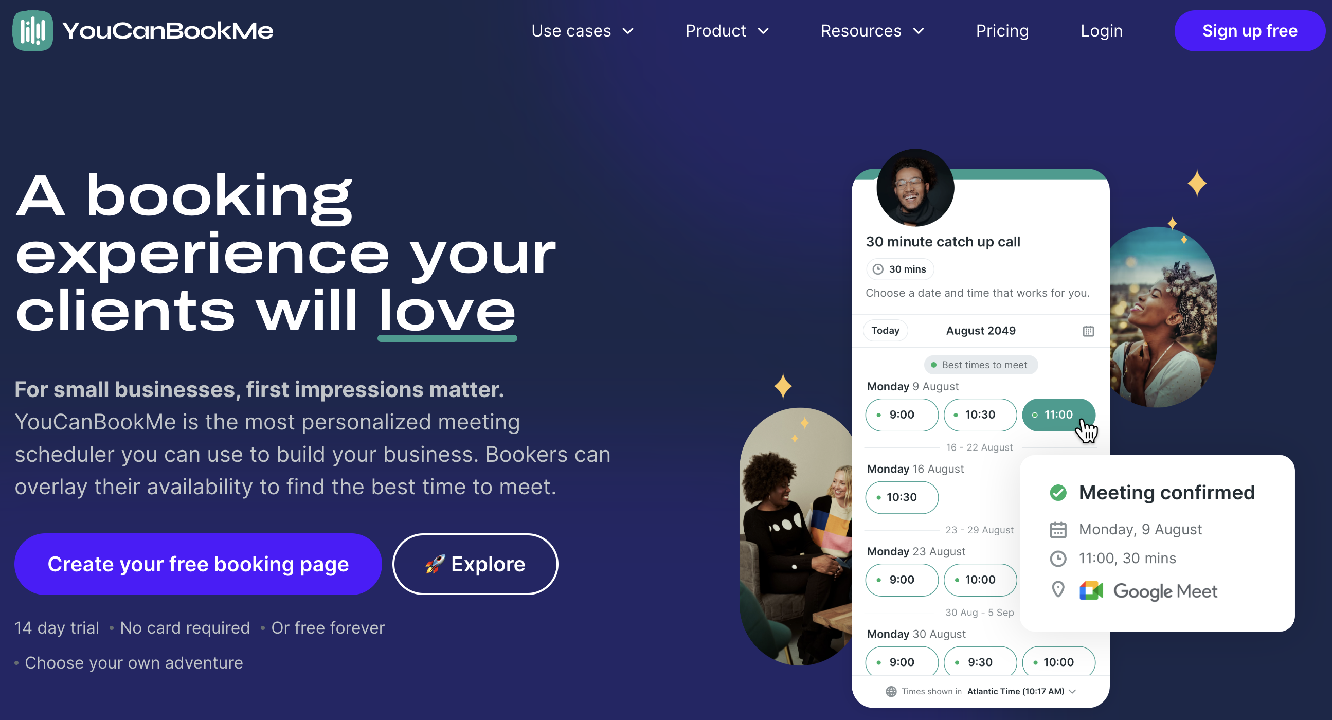 YouCanBookMe homepage