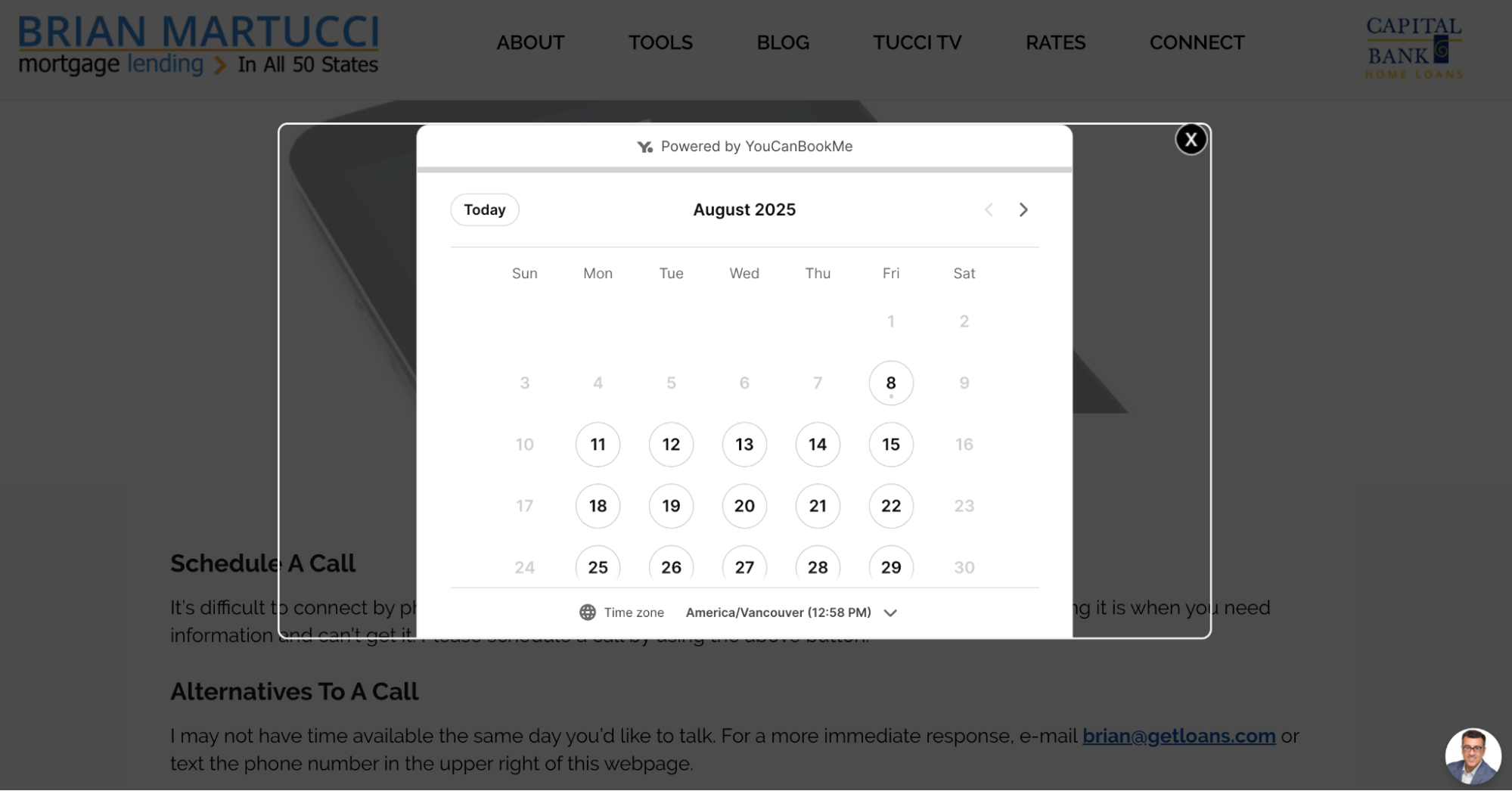 Brian Martucci Embedded Scheduling Link on website