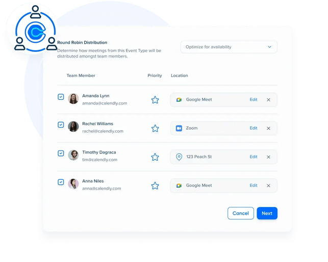 Calendly product screenshot - round robin