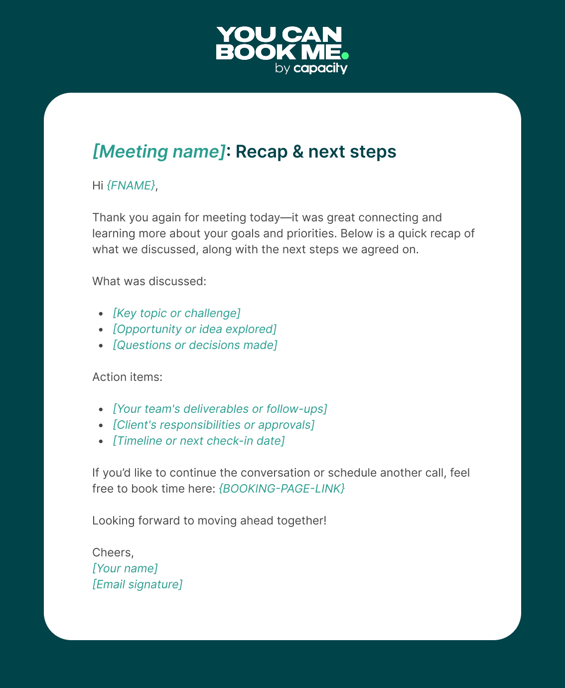 Client or stakeholder meeting follow-up