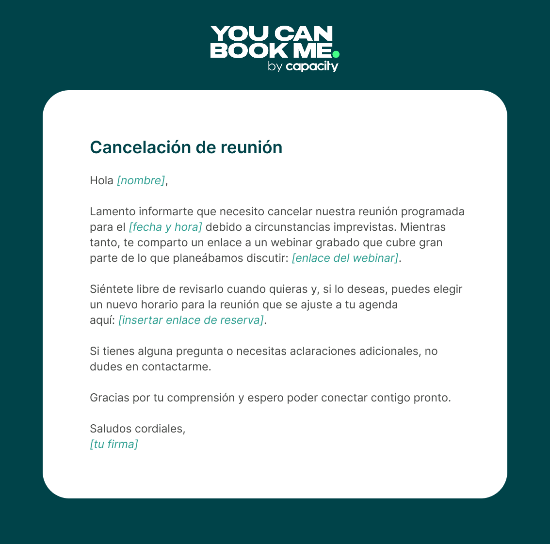 Correo de cancelaciขn ofreciendo un webinar o grabaciขn - Template 7