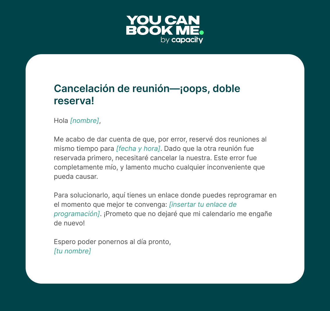 Correo de cancelaciขn por doble reserva (con un toque de humor) - Template 2