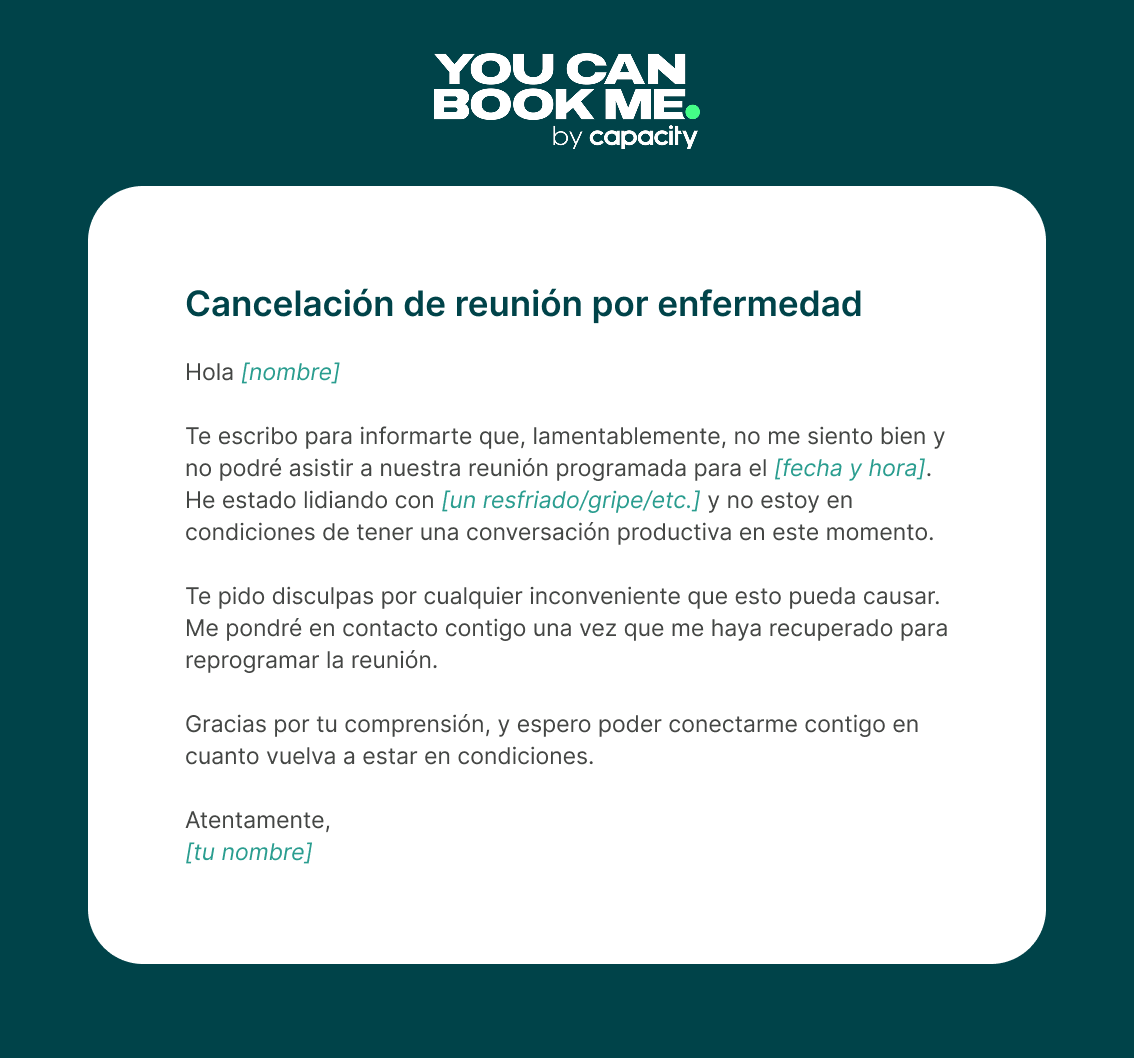 Correo de cancelaciขn por enfermedad - Template 1