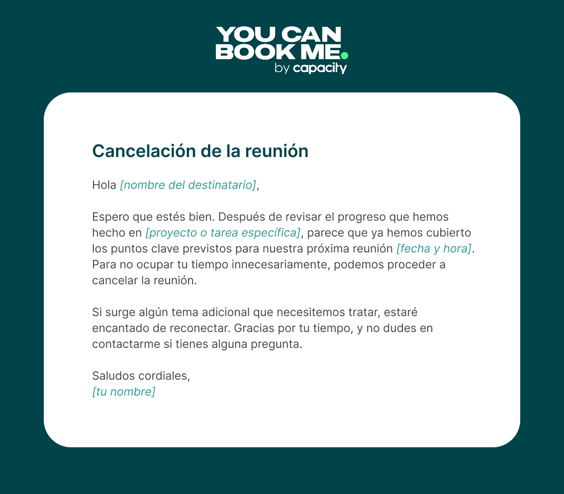 Correo de cancelaciขn por reuniขn innecesaria - Template 4