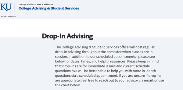 Drop in advising