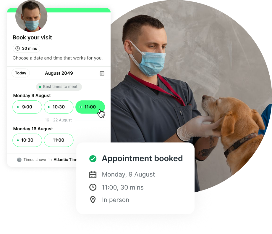 Easy bookings for veterinary clients